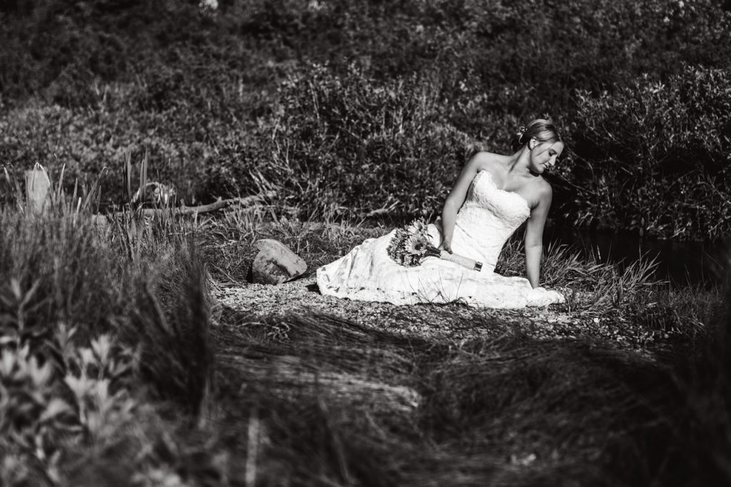 Black and white bridal photography