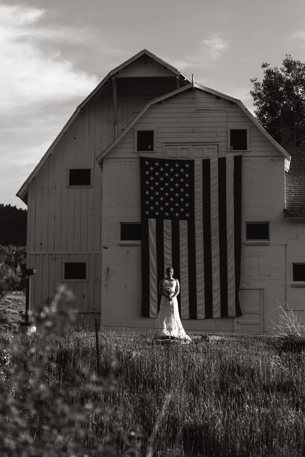 American Flag and Bride Photo